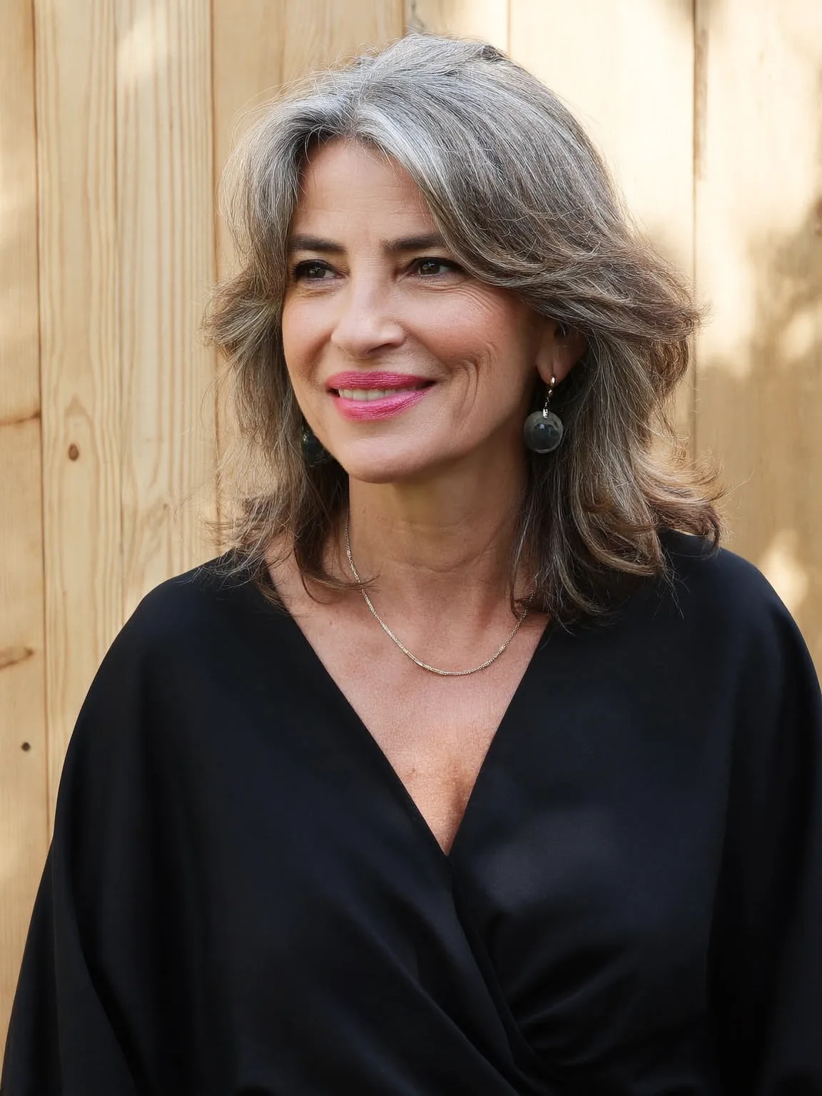 Medium Layered Bob with Dark Root Silver Frost